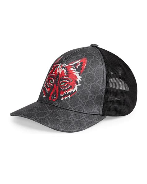 gucci cap red wolf|GUCCI GG Supreme Baseball Cap Hat Red WOLF. .